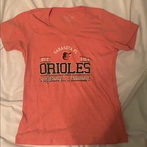 peach baseball shirt